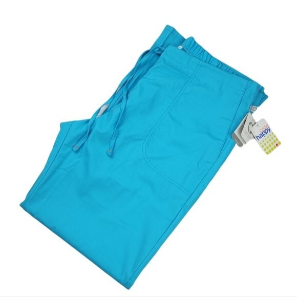 Code Happy Womens Drawstring Scrub Pants, Turquoise Blue, L, New With Tags, NWT - Picture 9 of 13